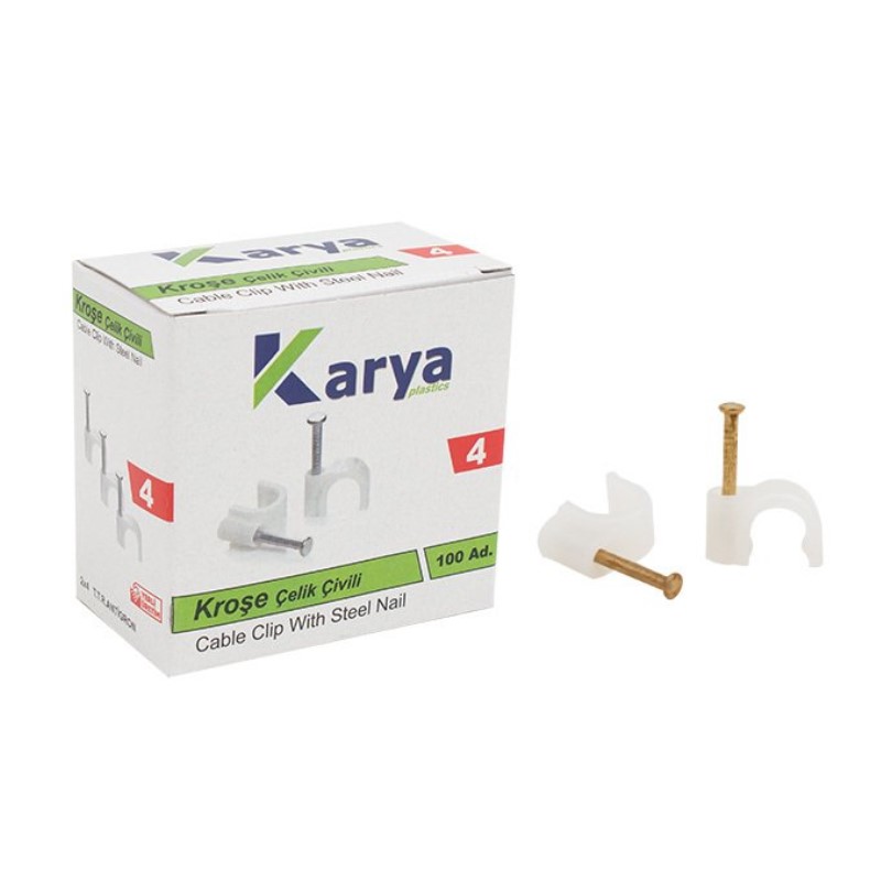 KROŞE 4 NUMARA ÇELİK ÇİVİLİ 8 MM (2*4 ANTİGRON KABLOLAR İÇİN) 100LÜ POŞET KARYA (4812)