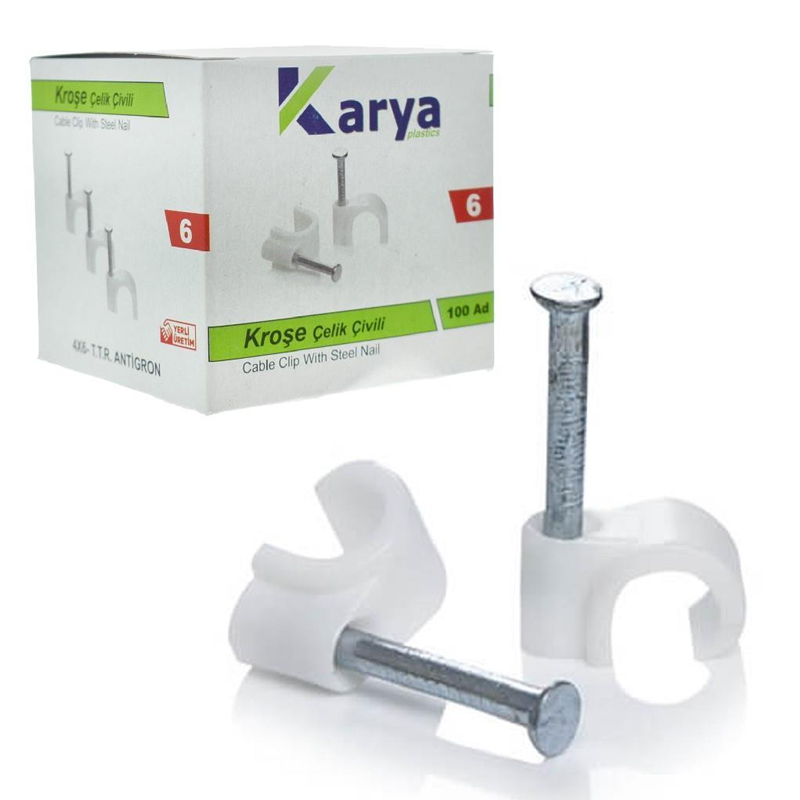 KROŞE 6 NUMARA ÇELİK ÇİVİLİ 12 MM (4*6 ANTİGRON KABLOLAR İÇİN) 100LÜ POŞET KARYA (4812)