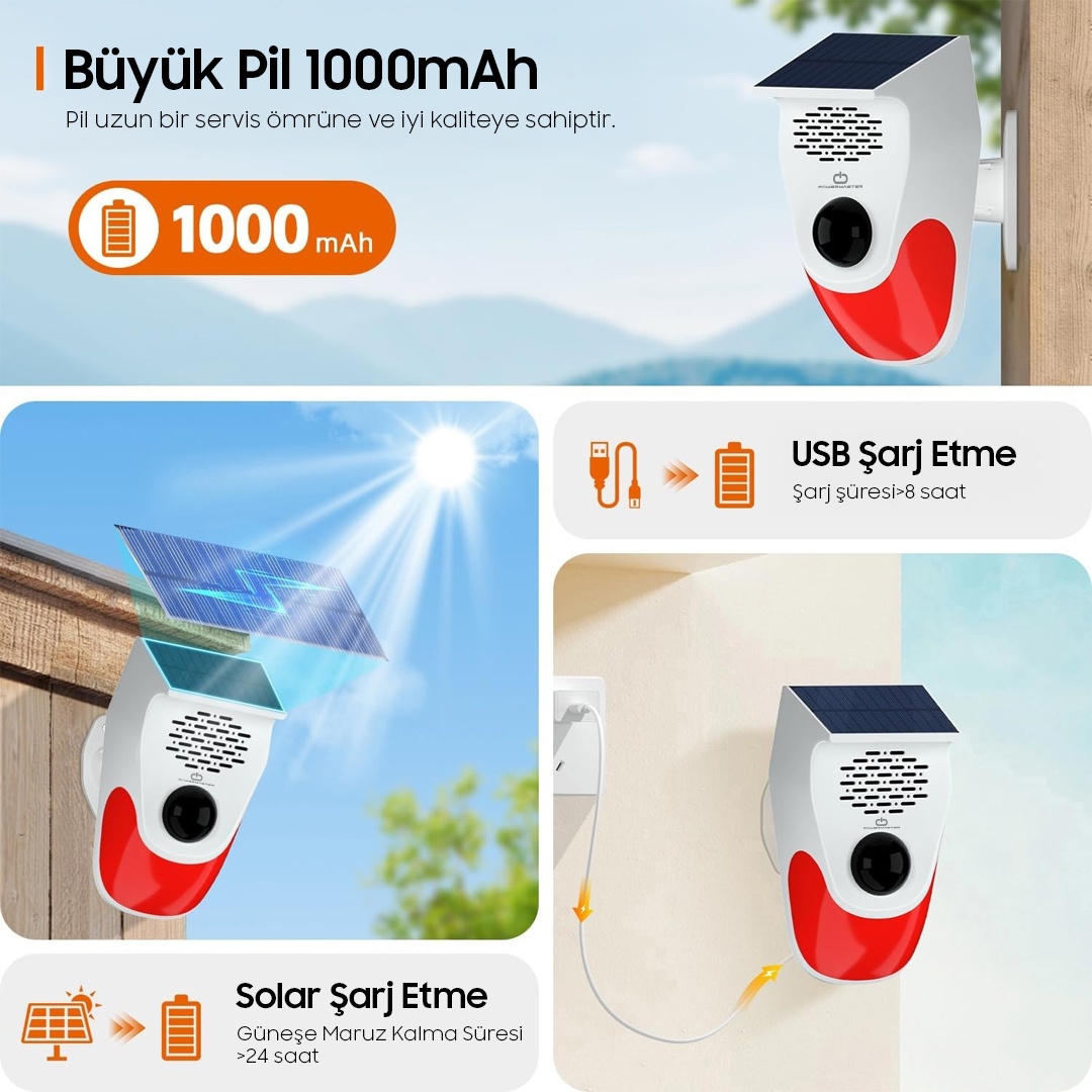 KUMANDALI SOLAR SESLİ IŞIKLI 120DB ALARM SİSTEMİ (4812) KUMANDALI SOLAR SESLİ IŞIKLI 120DB ALARM SİSTEMİ (4812)