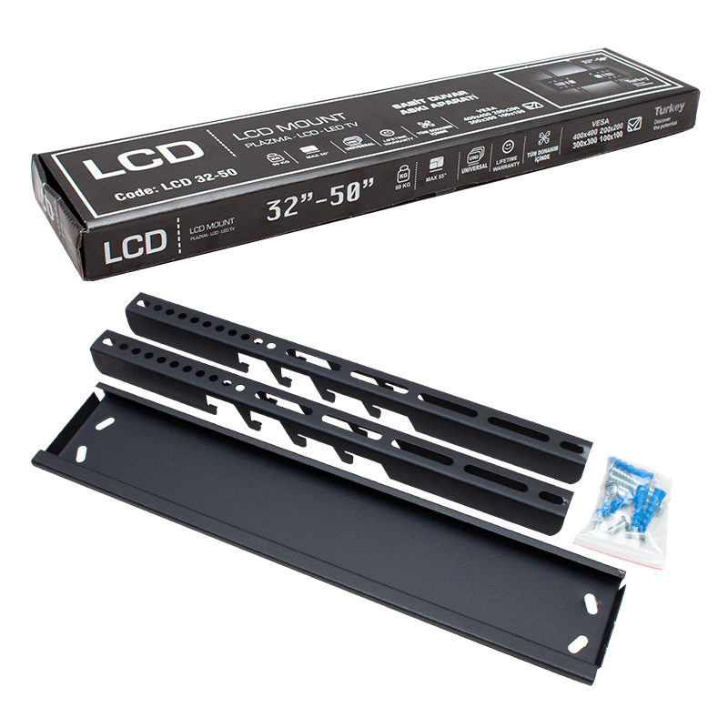 32 - 50 SABİT LCD DUVAR ASKI APARATI (VESA:400X400) (4812) 32 - 50 SABİT LCD DUVAR ASKI APARATI (VESA:400X400) (4812)