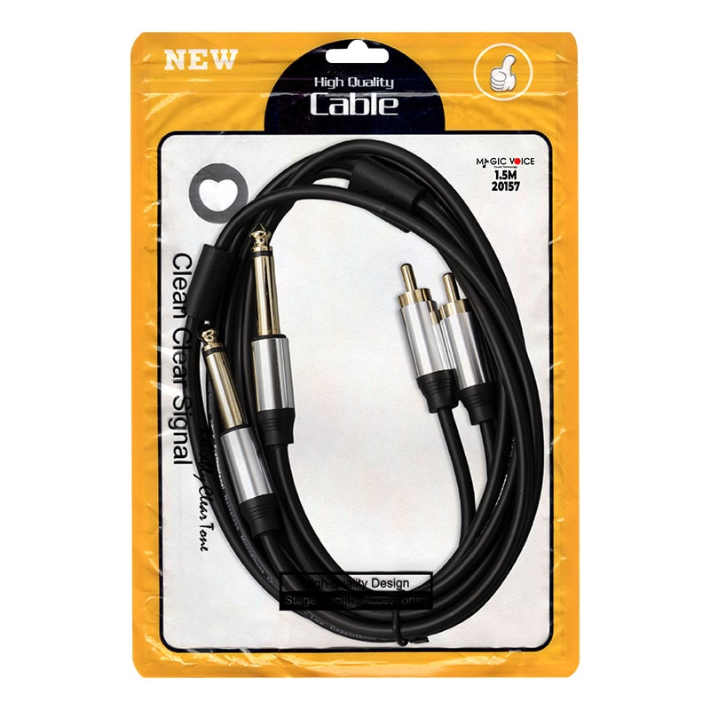 LD398 2X 6.3MM MONO ERKEK + 2X RCA ERKEK 1.5 METRE KABLO (4812)