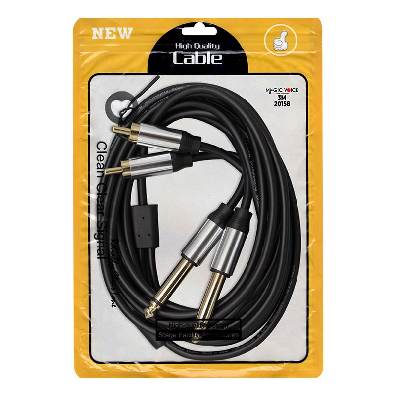 LD398 2X 6.3MM MONO ERKEK + 2X RCA ERKEK 3 METRE KABLO (4812)