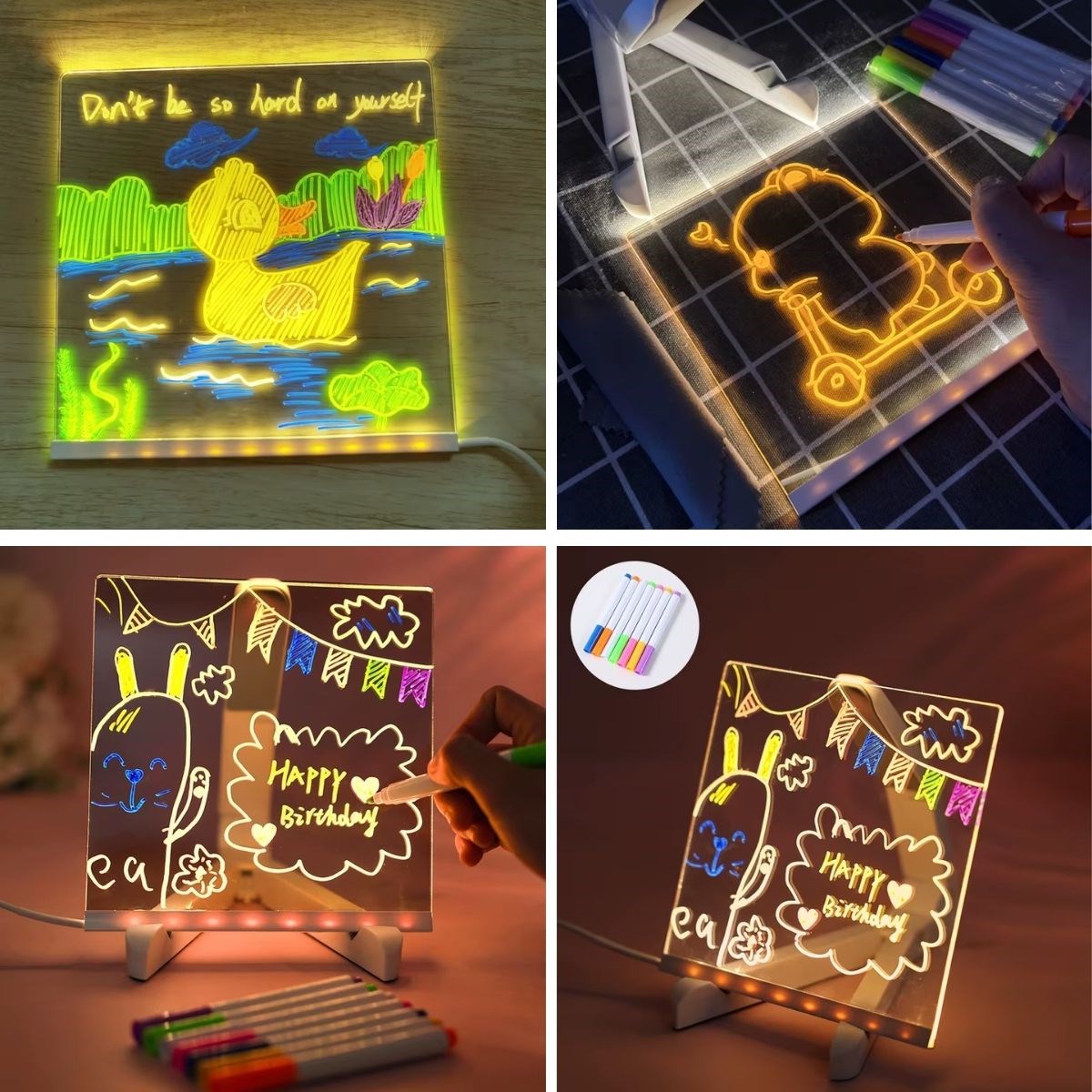 LED Işıklı Kendiliğinden Renkli Fosforlu Kalemli Kare Yazı Panosu 20x20 cm (4812) LED Işıklı Kendiliğinden Renkli Fosforlu Kalemli Kare Yazı Panosu 20x20 cm (4812)