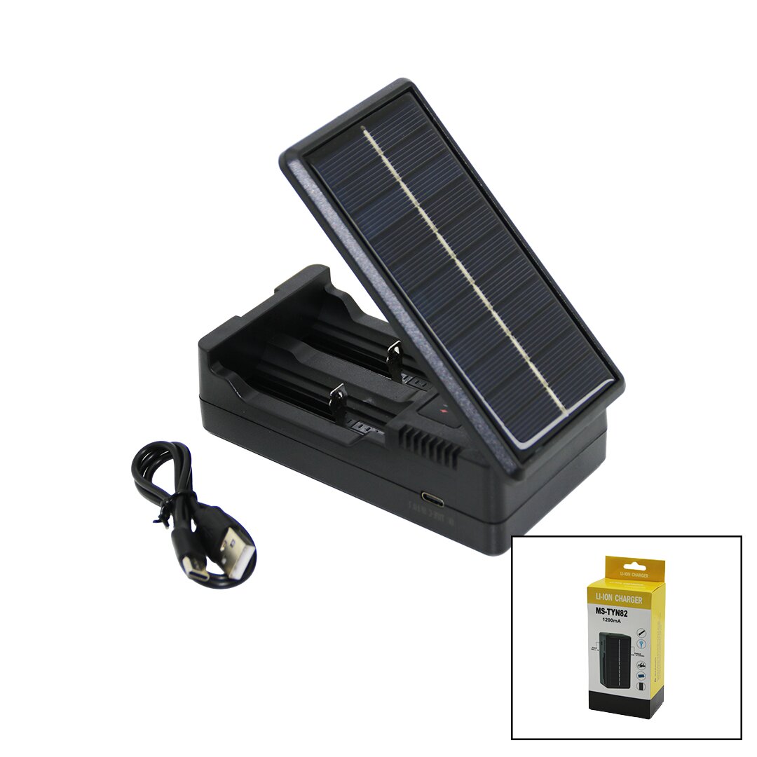 LI-ION CHARGER MS-TYN82  SOLAR - GÜNEŞ ENERJİLİ   2Lİ   PİL ŞARJ  ALETİ  1200mA (4812)