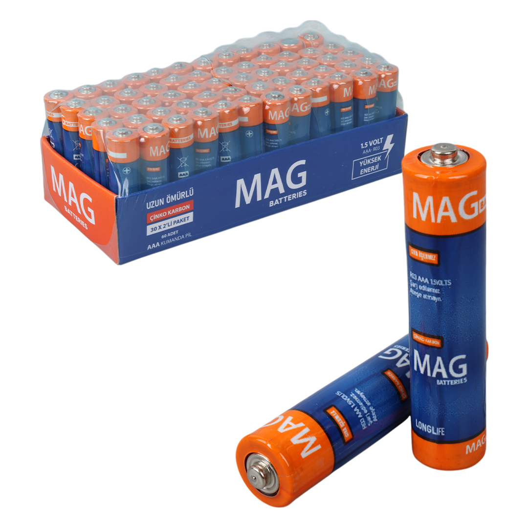 MAG BATTERIES MG-26172 KARBON ÇİNKO AAA 60LI İNCE KALEM KUMANDA PİLİ (R03 UM-4) (4812)