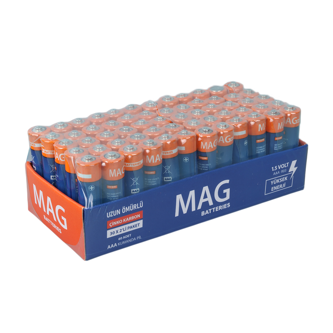 MAG BATTERIES MG-26172 KARBON ÇİNKO AAA 60LI İNCE KALEM KUMANDA PİLİ (R03 UM-4) (4812) MAG BATTERIES MG-26172 KARBON ÇİNKO AAA 60LI İNCE KALEM KUMANDA PİLİ (R03 UM-4) (4812)