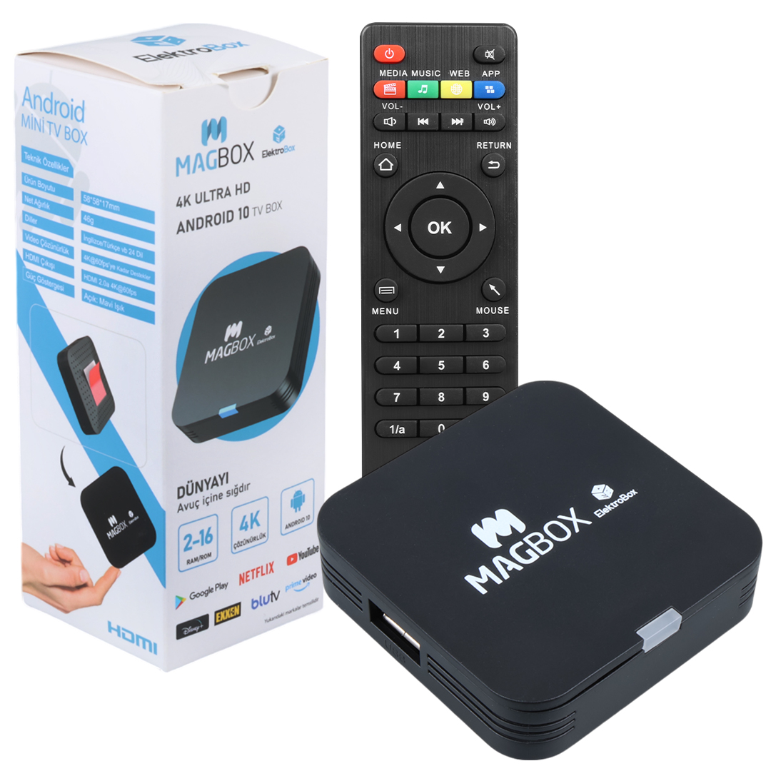 MAGBOX ELECTROBOX 2 GB RAM H313 İŞLEMCİ 16 GB HDD 4K ULTRA HD ANDROID BOX (ANDROID 10) (4812) MAGBOX ELECTROBOX 2 GB RAM H313 İŞLEMCİ 16 GB HDD 4K ULTRA HD ANDROID BOX (ANDROID 10) (4812)