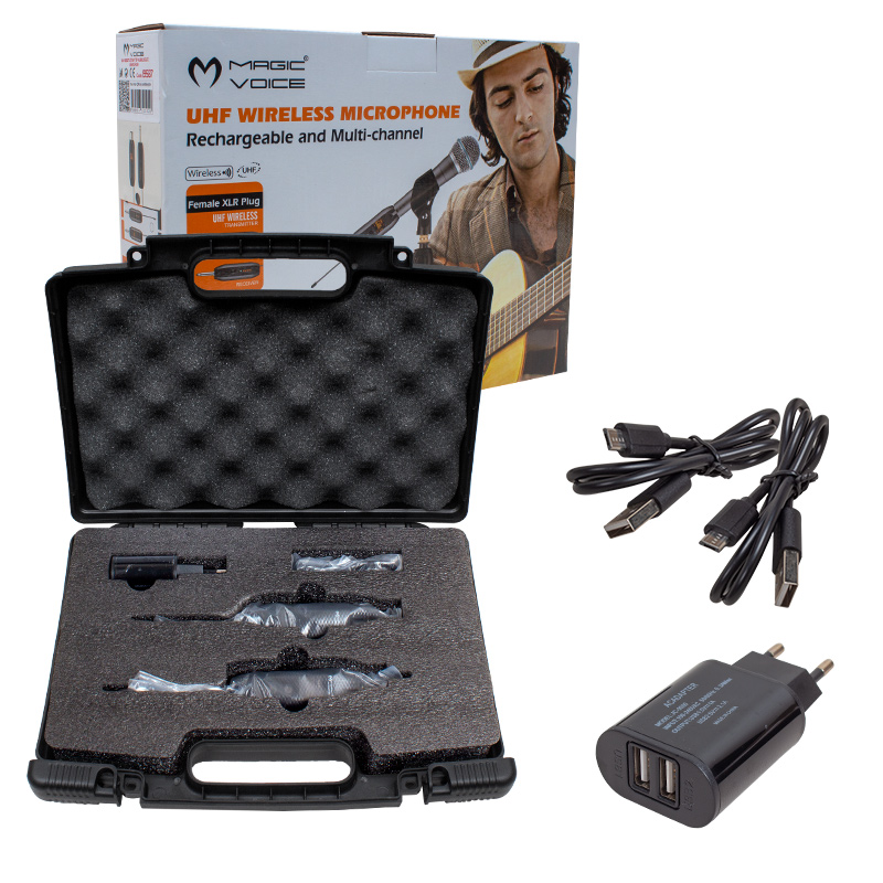 MAGICVOICE MV-19587 UHF GİTAR TİP KABLOLU MİC İ KABLOSUZ ÇEVİRİCİ ( MİC XRL Lİ) (4812)