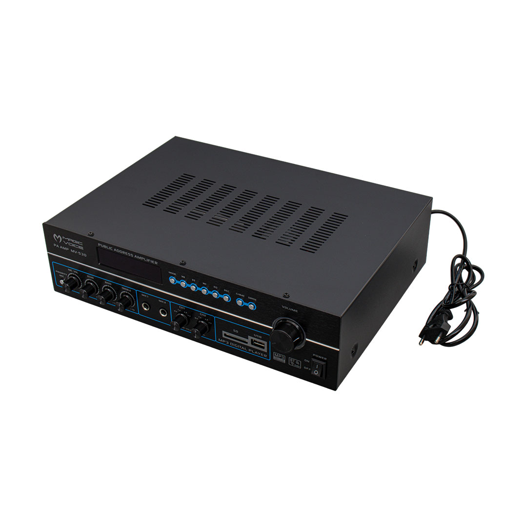 MAGICVOICE MV-530 120 WATT USB/SD/UK BLUETOOH 3 MİK GİRİŞLİ 2 BÖLGELİ HAT TRAFOLU ANFİ (4812) MAGICVOICE MV-530 120 WATT USB/SD/UK BLUETOOH 3 MİK GİRİŞLİ 2 BÖLGELİ HAT TRAFOLU ANFİ (4812)