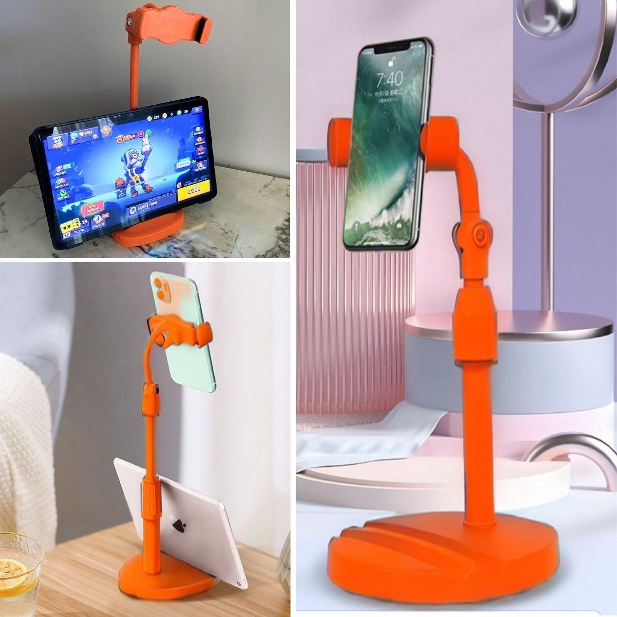 Masa Üstü Tablet ve Telefon Tutucu Plastik Aparat Turuncu Telefon Standı (4812) Masa Üstü Tablet ve Telefon Tutucu Plastik Aparat Turuncu Telefon Standı (4812)