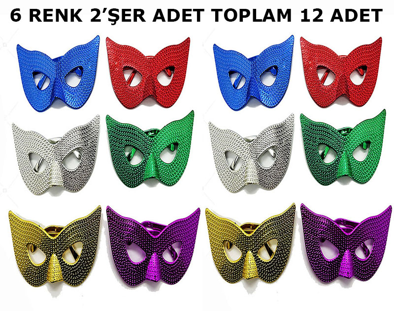 Maskeli Balo Partisi Görünümlü Retro Parti Gözlüğü 6 Renk 12 Adet (4812)