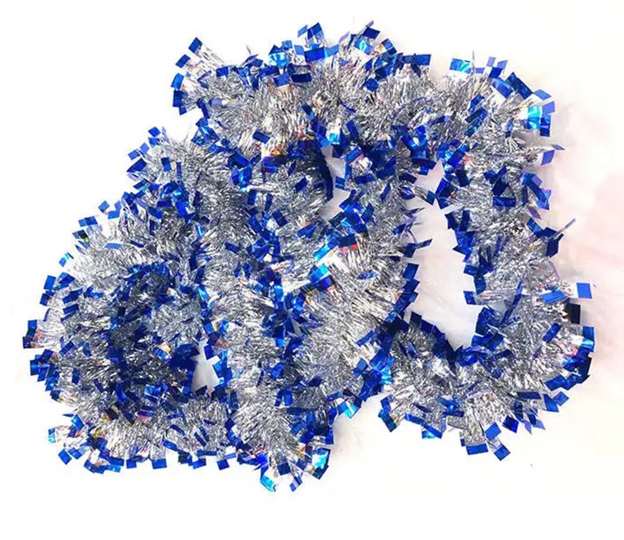 Mavi Gümüş Renk 4 cm Genişlik Garland Çift Renk Sim Süs 180 cm (4812)