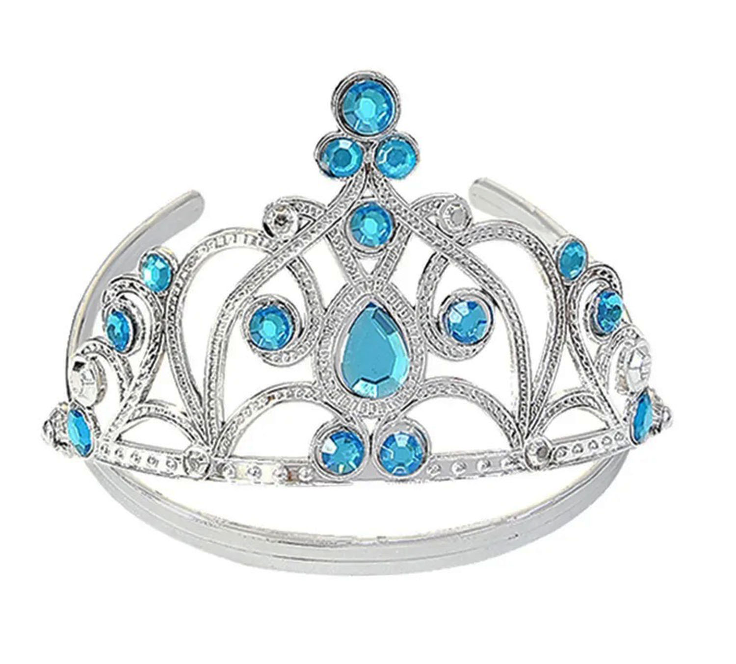 Mavi Taşlı Elsa Çocuk Tacı Prenses Tacı Kraliçe Tacı 16x14 cm (4812)