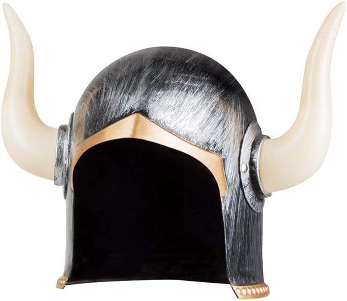 Mega Boynuzlu Viking Ivar Kaskı Eskitilmiş Desen Gümüş Renk (4812)