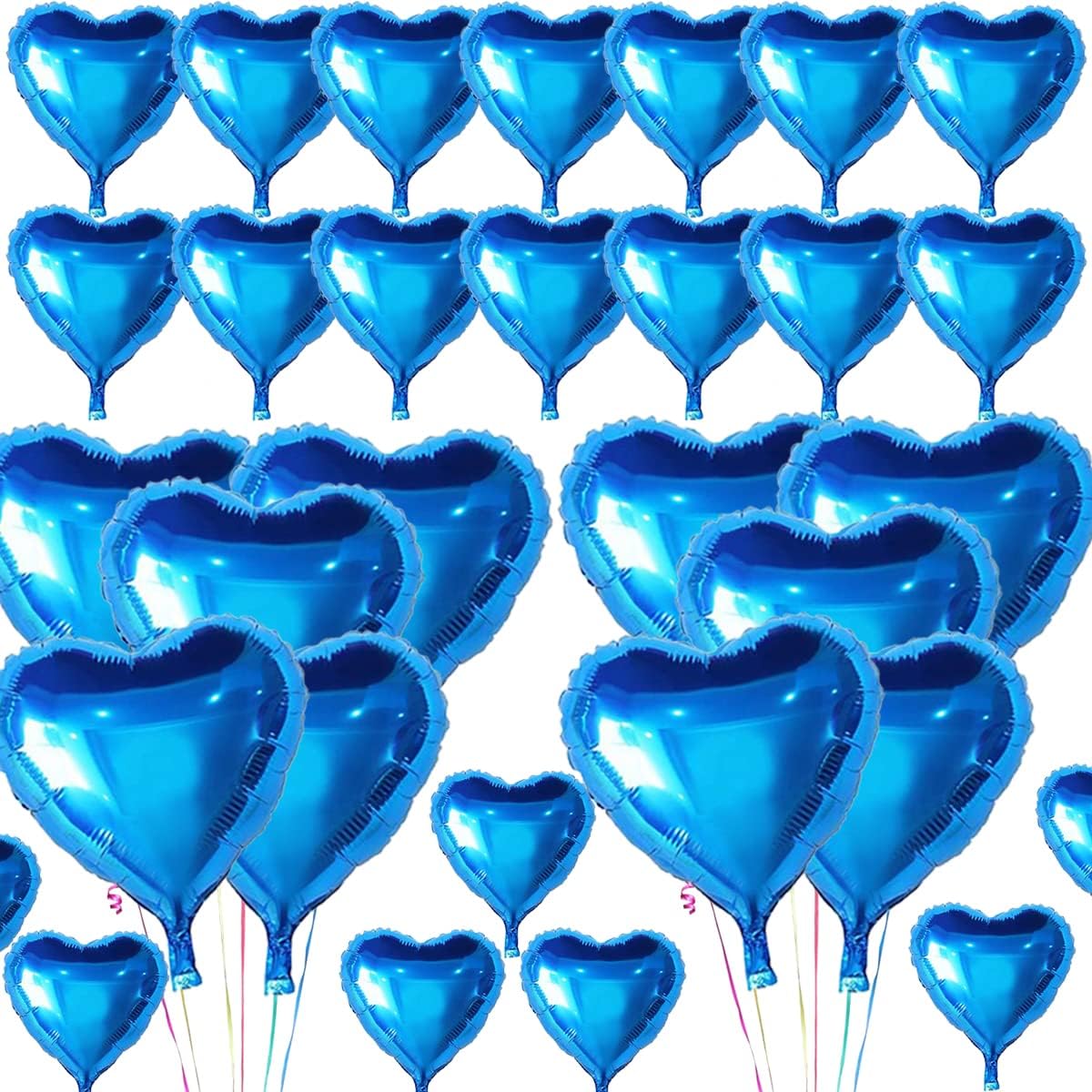 Metalize Parlak Mavi Kalp Şekilli Uçan Balon Folyo 18 inç 45 cm 25 Adet (4812)