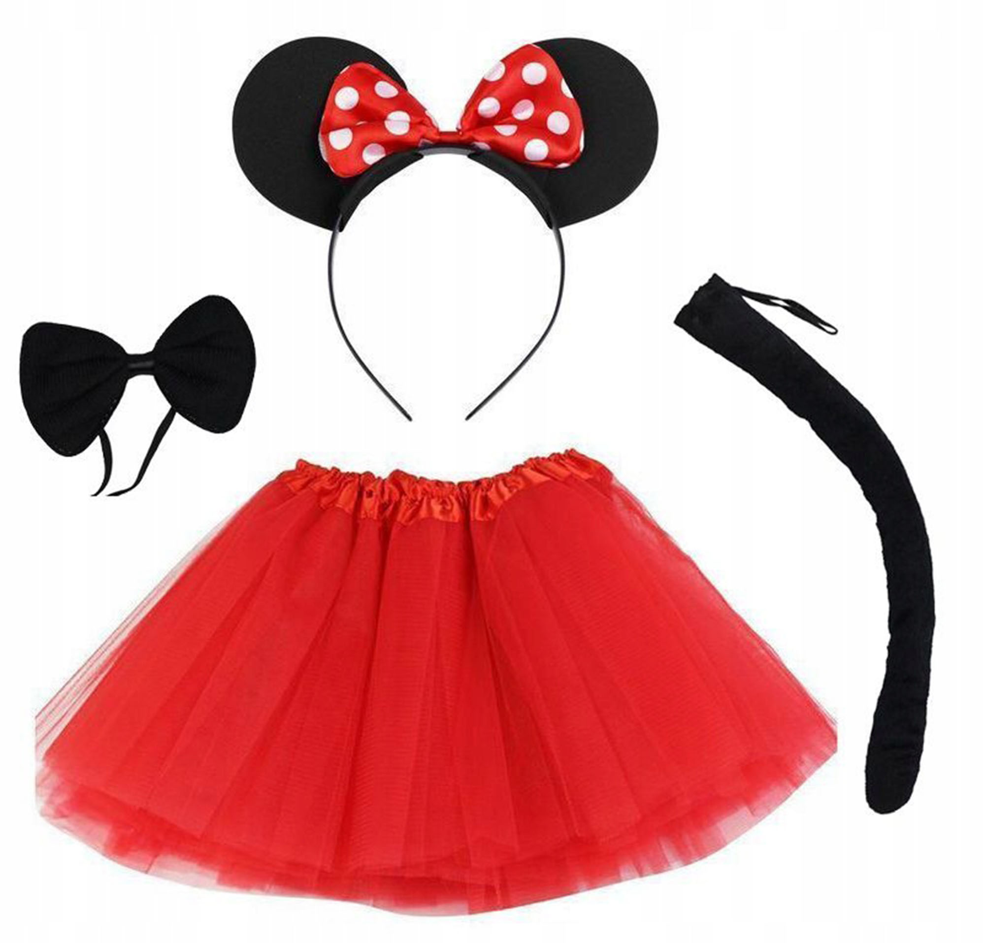 Minnie Mouse Kostüm Seti Etek Taç Kuyruk Papyon Gösteri Seti (4812)