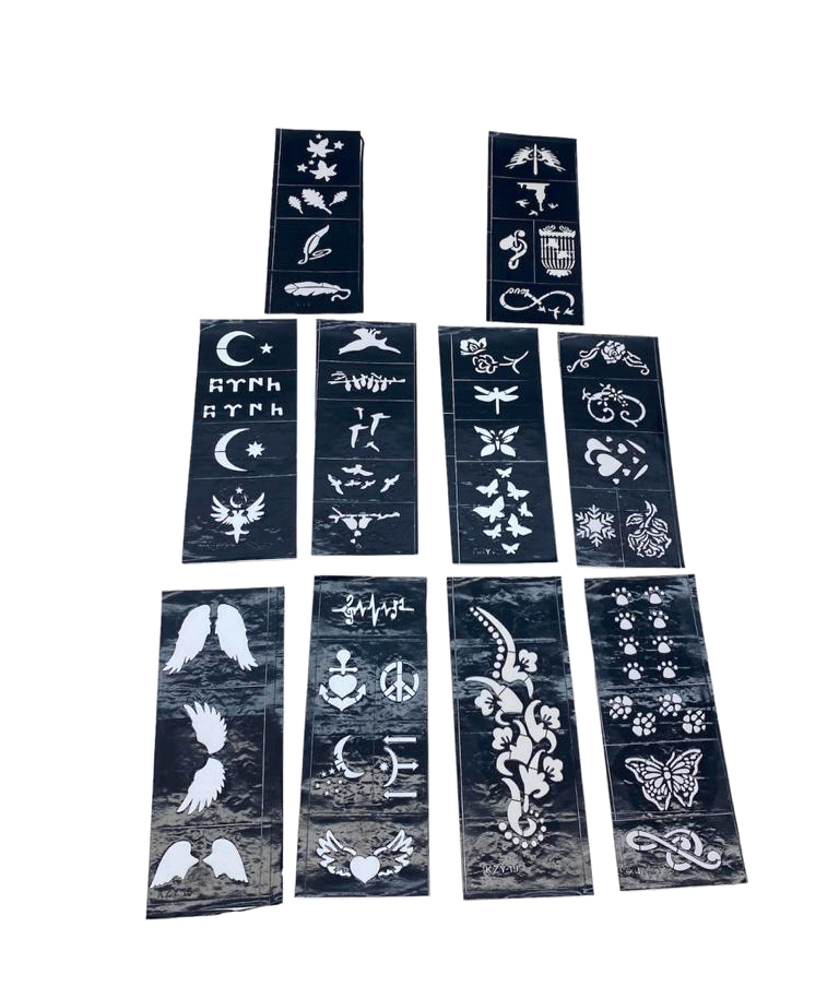 MİX DESEN 8X20CM TÜP KINA DESEN ÇIKARTMA ŞABLONU 10 PARÇA (4812)