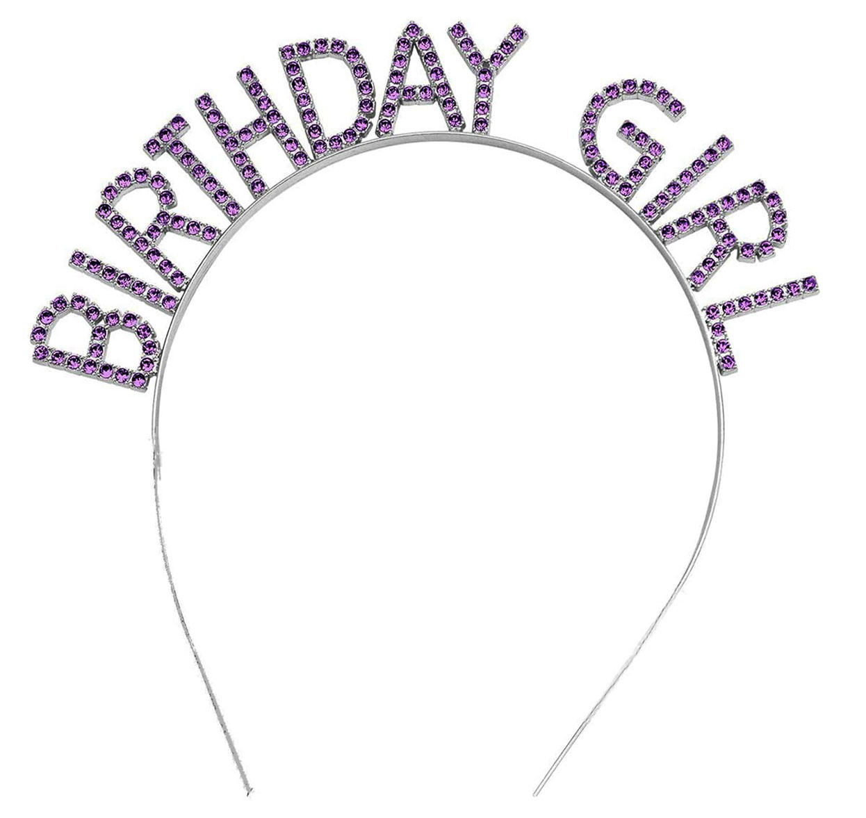 Mor Renk Kristal Taşlı Parlak Birthday Girl Yazılı Taç 16x17 cm (4812)