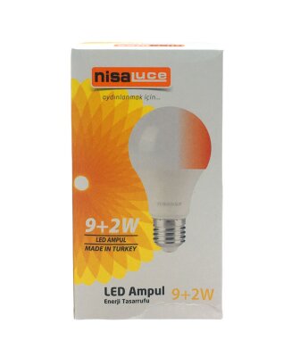 NİSALUCE EAMP-074/BK 9+2W E27 BEYAZ-KIRMIZI LED AMPUL (4812)