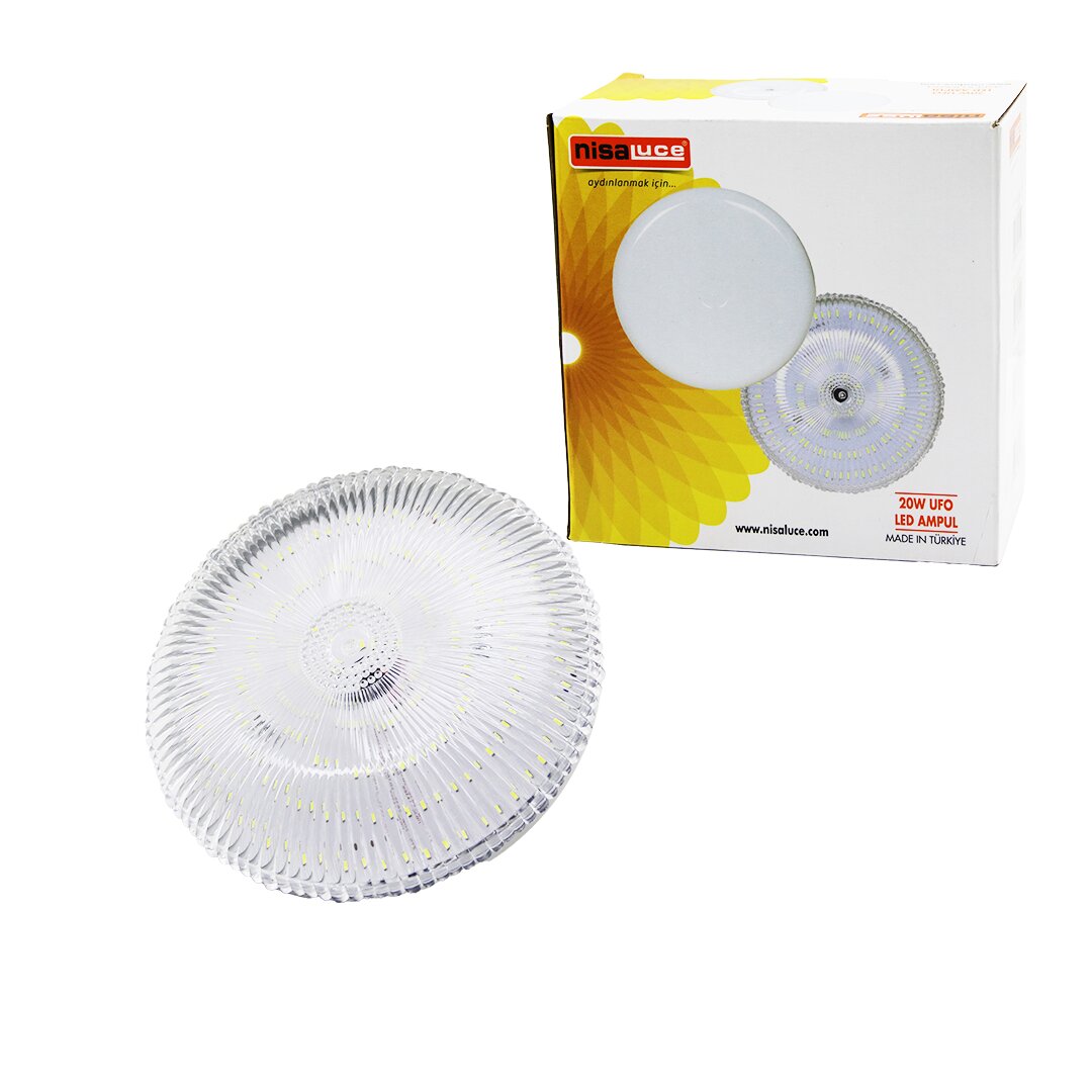 NİSALUCE EAMP-020K/B MİKA KRİSTAL CAMLI 20W UFO LED AMPUL BEYAZ=6500K (4812)
