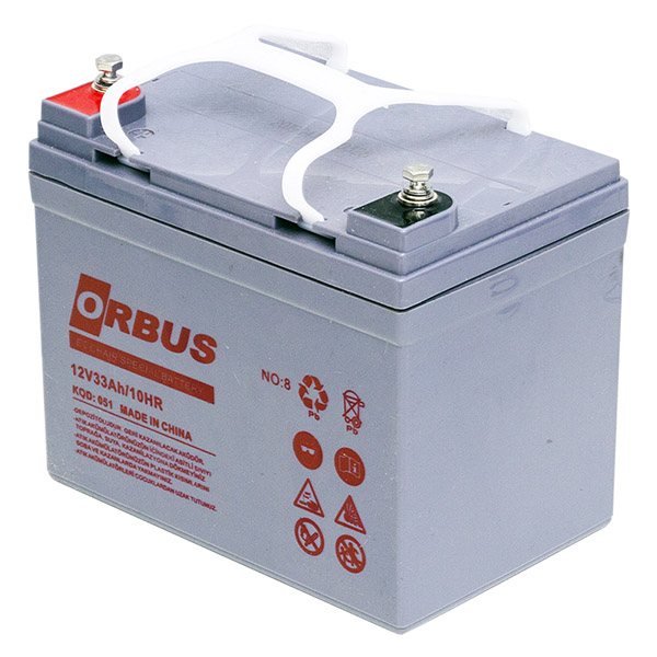 ORBUS 12 VOLT - 33 AMPER JEL TİPİ ENGELLİ ARAÇ AKÜSÜ (190 X 130 X 167 MM) (4812)