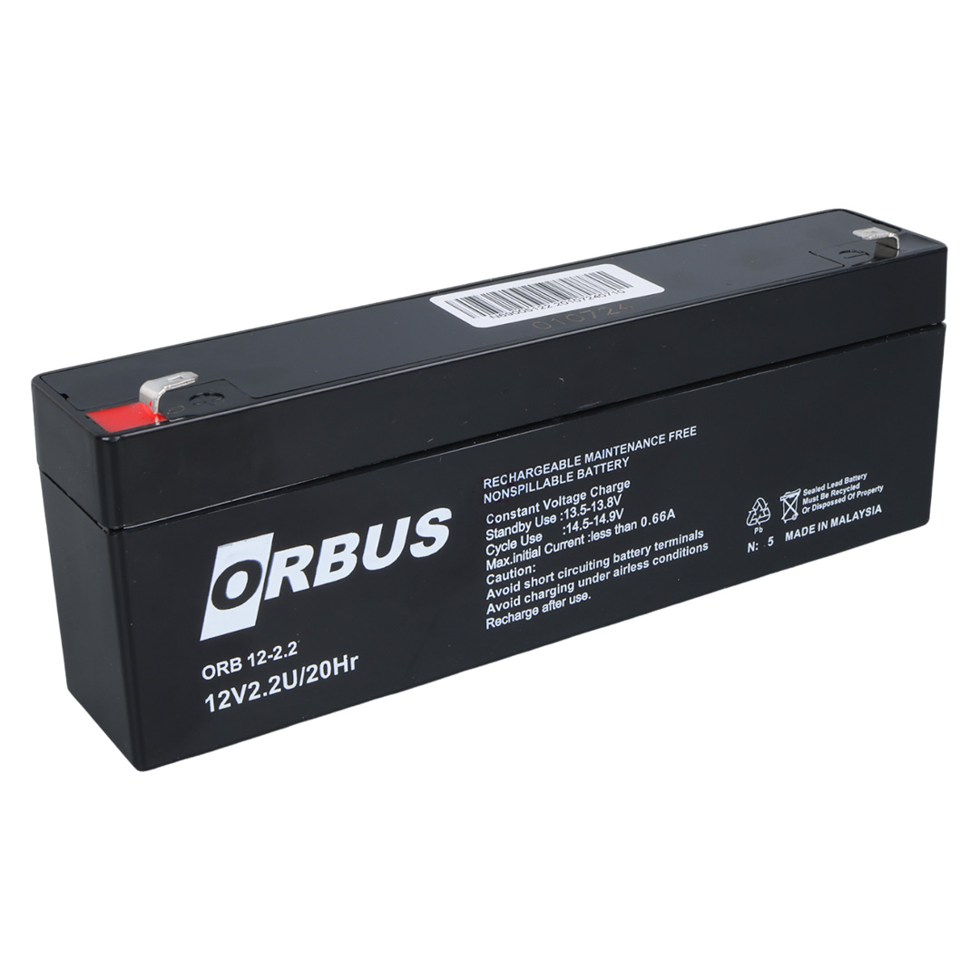 ORBUS 12 VOLT - 2.2 AMPER YATIK UZUN AKÜ (176 X 61 X 33 MM) (4812)