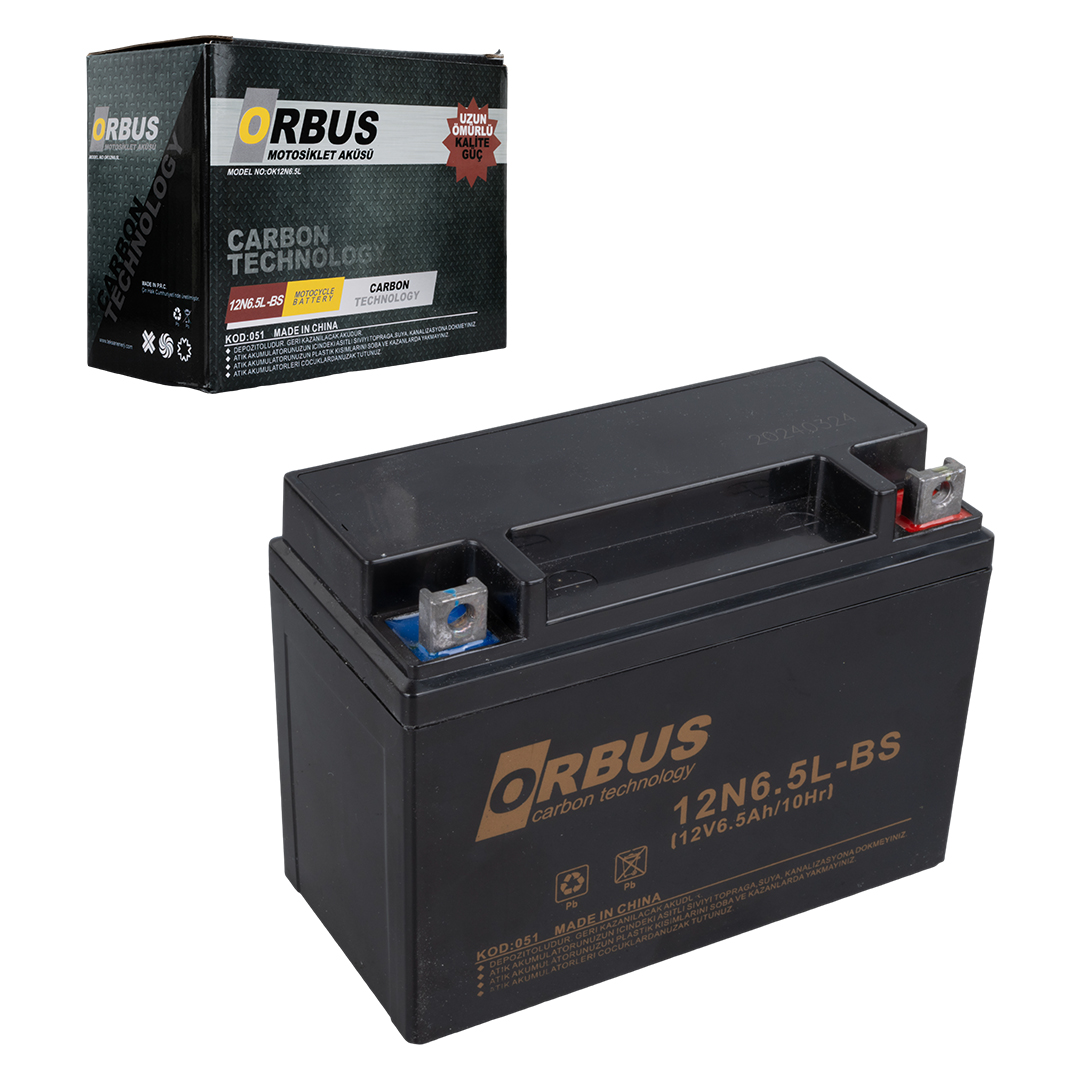 ORBUS 12N6.5L-BS 12V 6.5A MOTOSİKLET AKÜSÜ (139 X 66 X 100 MM) (2.05KG) (4812)