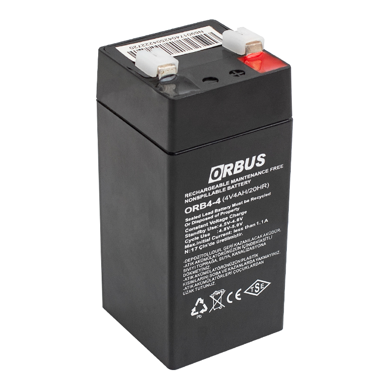 ORBUS ORB4-4 4 VOLT - 4 AMPER DİK AKÜ (45 X 45 X 100 MM) (4812)