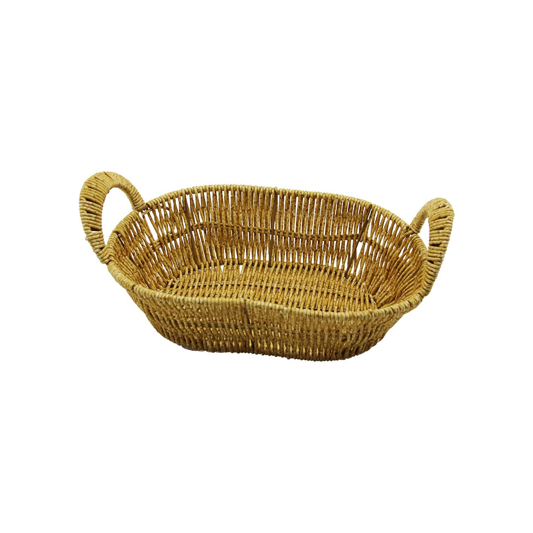 OVAL PLASTİK HASIR EKMEK - ÇOK AMAÇLI SEPET KULPLU - METAL İSKELET TABAN:14X21- AĞIZ:19X27CM D:7.5CM (4812)