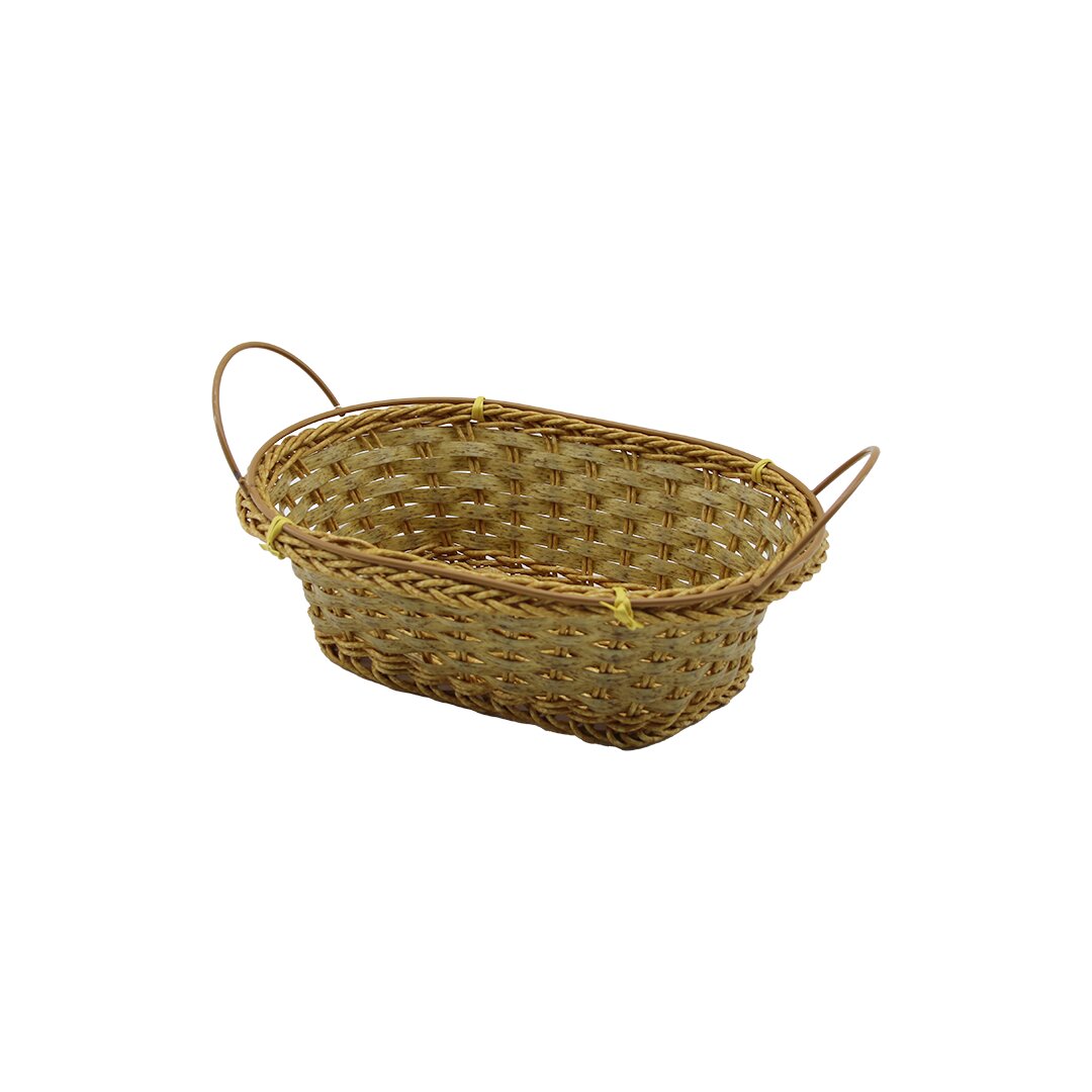 OVAL PLASTİK HASIR EKMEK - ÇOK AMAÇLI SEPET KULPLU - METAL İSKELET TABAN:11X18- AĞIZ:18X24.5CM D:8CM (4812)