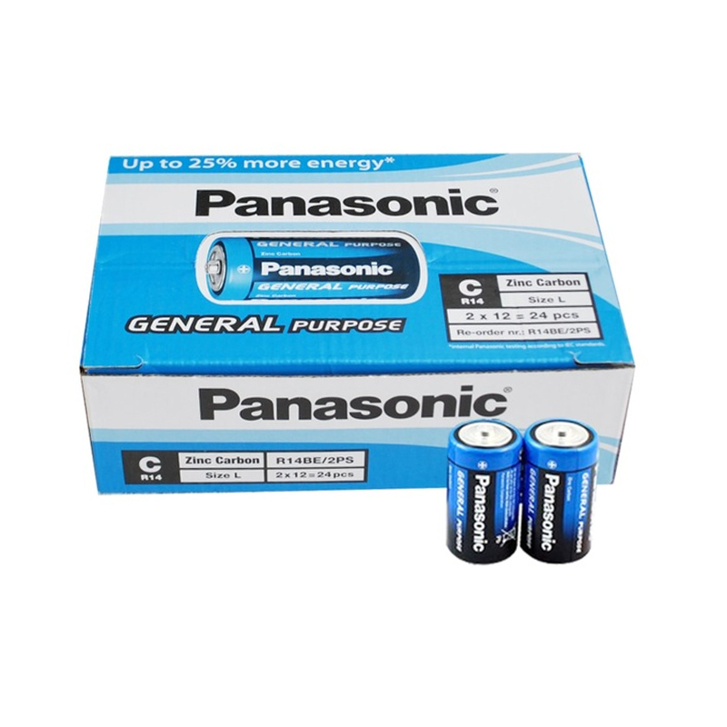 PANASONIC R14BE/2PS MANGANEZ  ORTA C BOY 24 LÜ PİL PAKET FİYATI (4812)