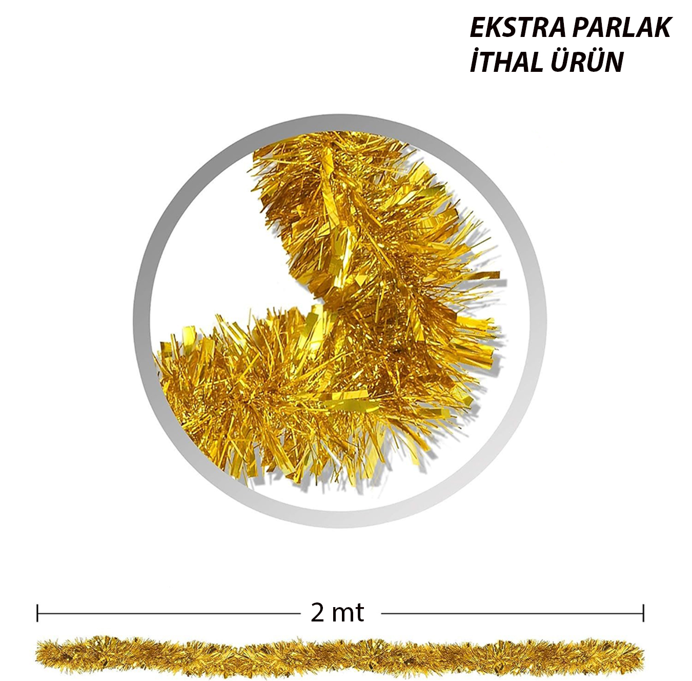 Parti İçin Sim Süs 2 Metre Uzunluk 8 cm Genişlik Altın Renk İthal (4812)
