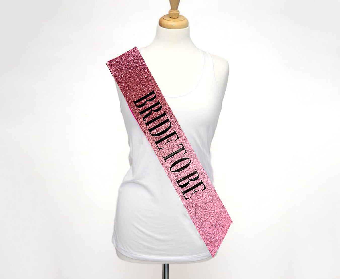 Pembe Üzeri Siyah Büyük Bride To Be Yazılı Simli Işıltılı Kuşak Kemer 10 cm Genişlik (4812)