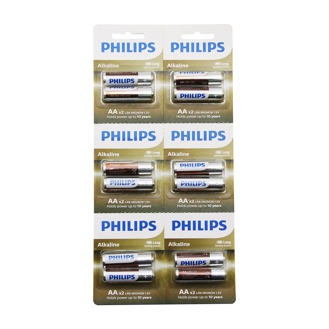 PHILIPS  ALKALİNE KALEM - AA - 1.5V  PİL  12PCS= 2Lİ X 6 (4812)