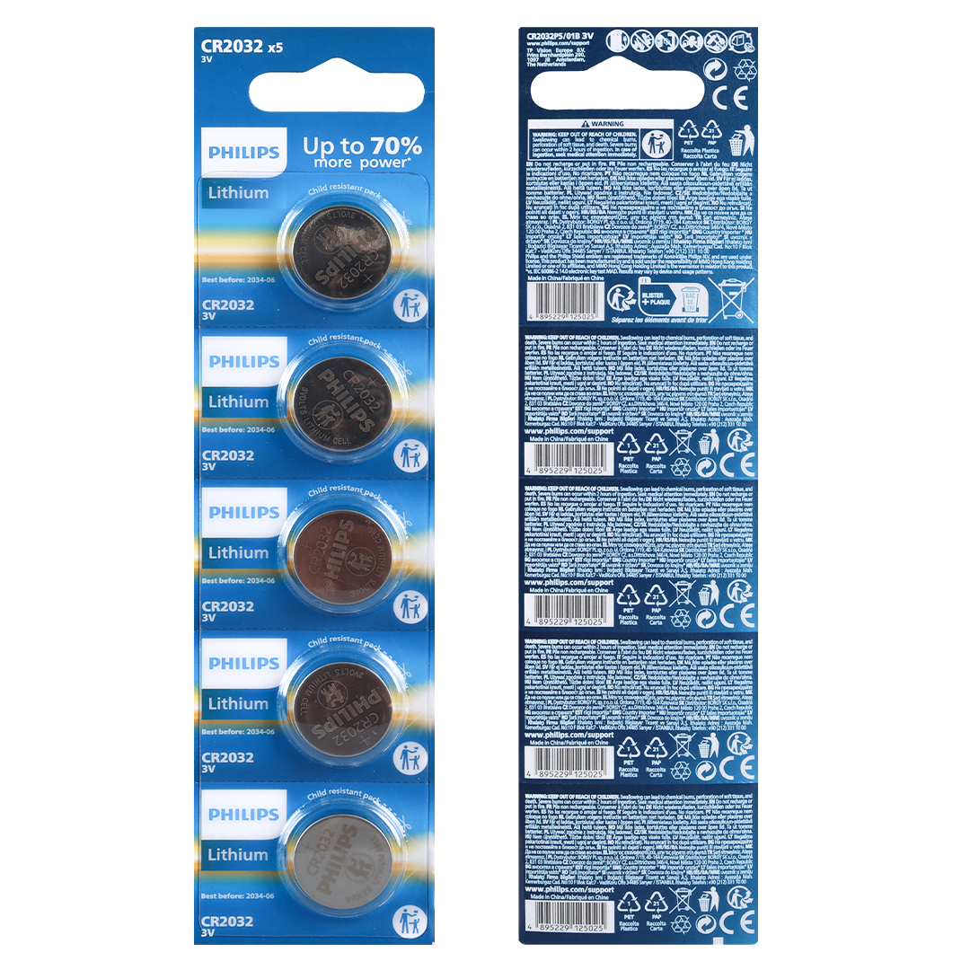 PHILIPS CR2032 3V LİTYUM MİNİ DÜĞME PARA PİL (BLİSTER 5Lİ PAKET) (4812)