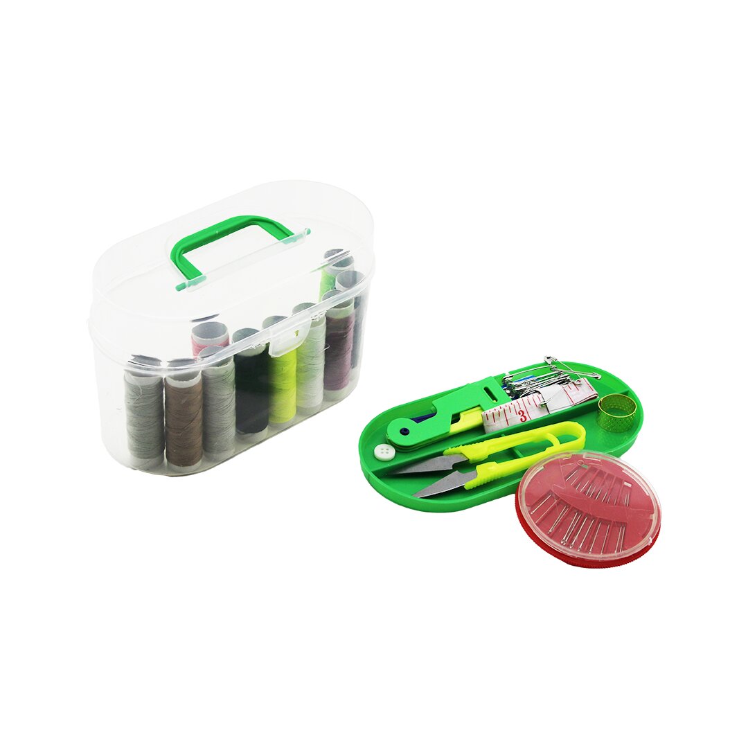 PLASTİK ÇANTALI İĞNE - İPLİK SET 10-İPLİK- 12-DİKİŞ-10-Ç.İĞNE- MEZURA- MAKAS- İĞNE GEÇİRME- 4-ÇITÇIT- 4-DÜĞME- YÜZÜK (4812)