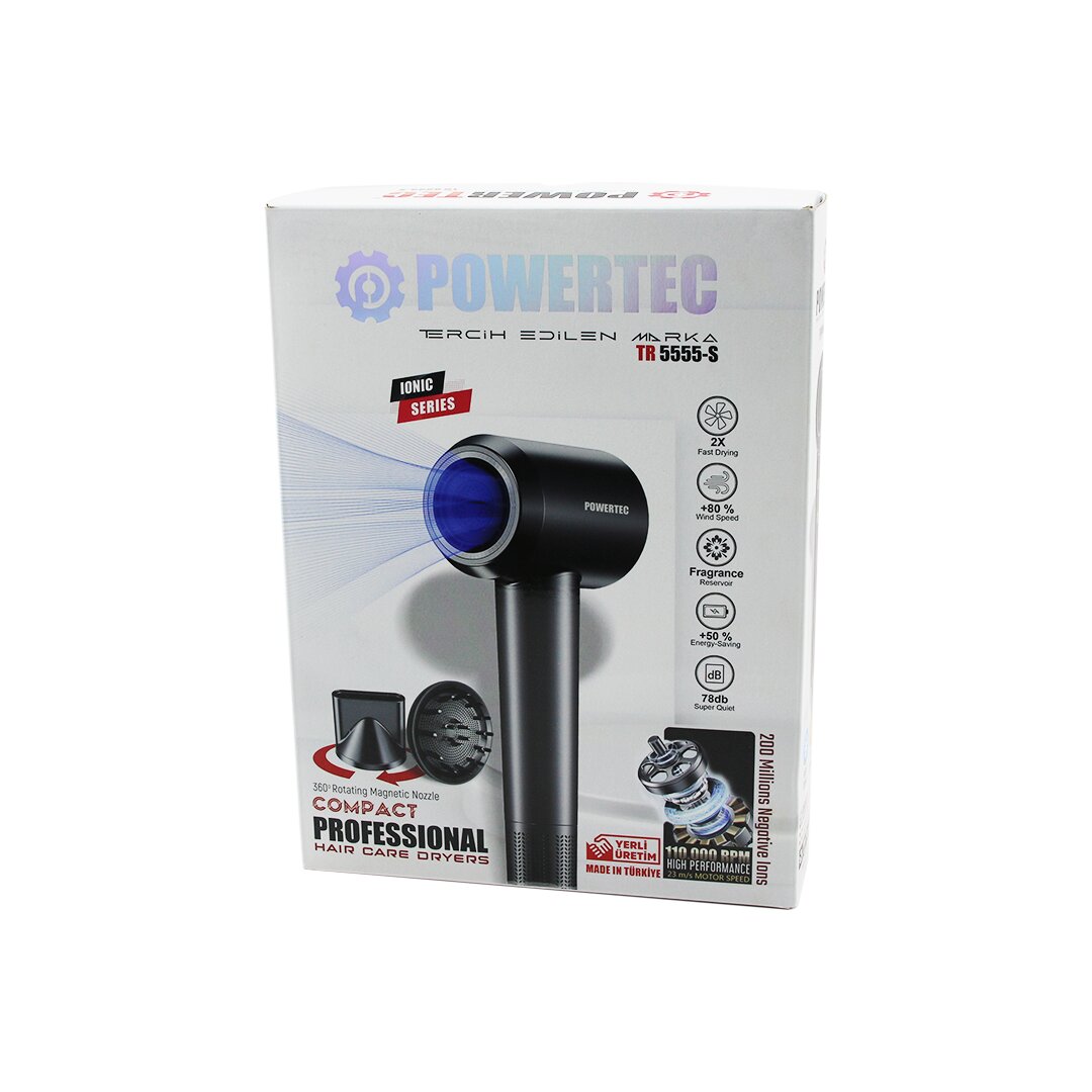 PLAZMA - IONIC  SAÇ KURUTMA - FÖN MAKİNESİ  SESSİZ - GÜÇLÜ MOTOR   MIKNATISLI BAŞLIKLAR  TR-5555-S (4812)