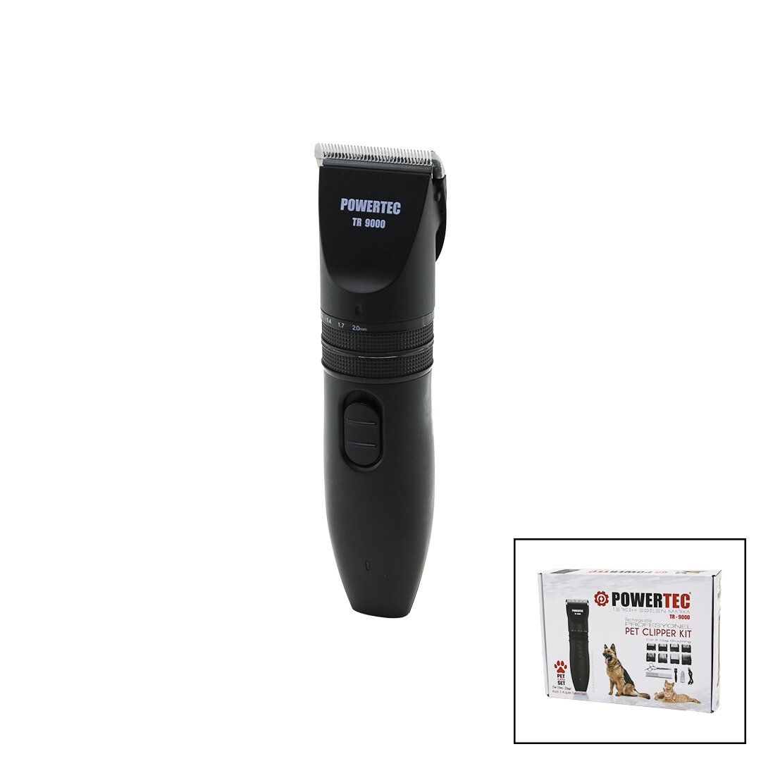 POWERTEC TR-9000  KEDİ - KÖPEK  BAKIM SETİ USB ŞARJLI TRAŞ MAKİNESİ METAL TARAK - MAKAS 0.8-1.1-1.4-1.7-2.0MM AYARLI (4812)