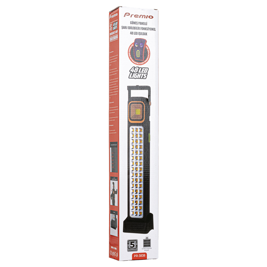 PREMIO PR-3838 2 WATT COB LED + 48 LEDLİ SOLAR ŞARJLI IŞILDAK (4812)