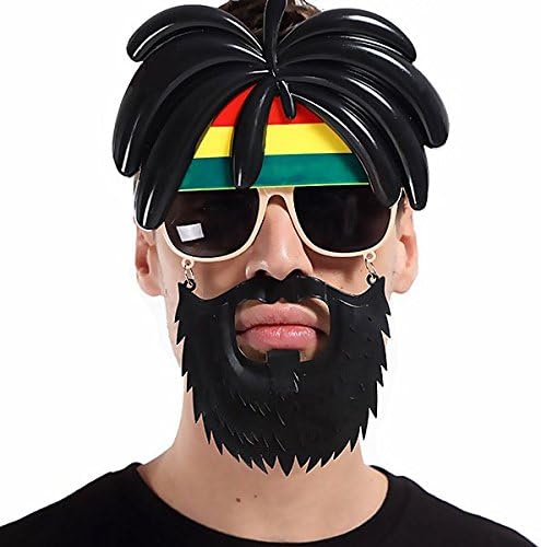 Rasta Peruklu Rasta Sakallı Bob Marley Bıyıklı Parti Gözlüğü 27x18 cm (4812)