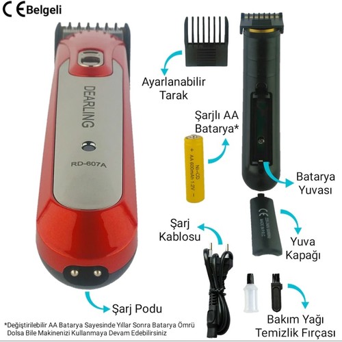 Rd-607 A Şarjlı Saç Sakal Tıraş Makinesi (4812) Rd-607 A Şarjlı Saç Sakal Tıraş Makinesi (4812)