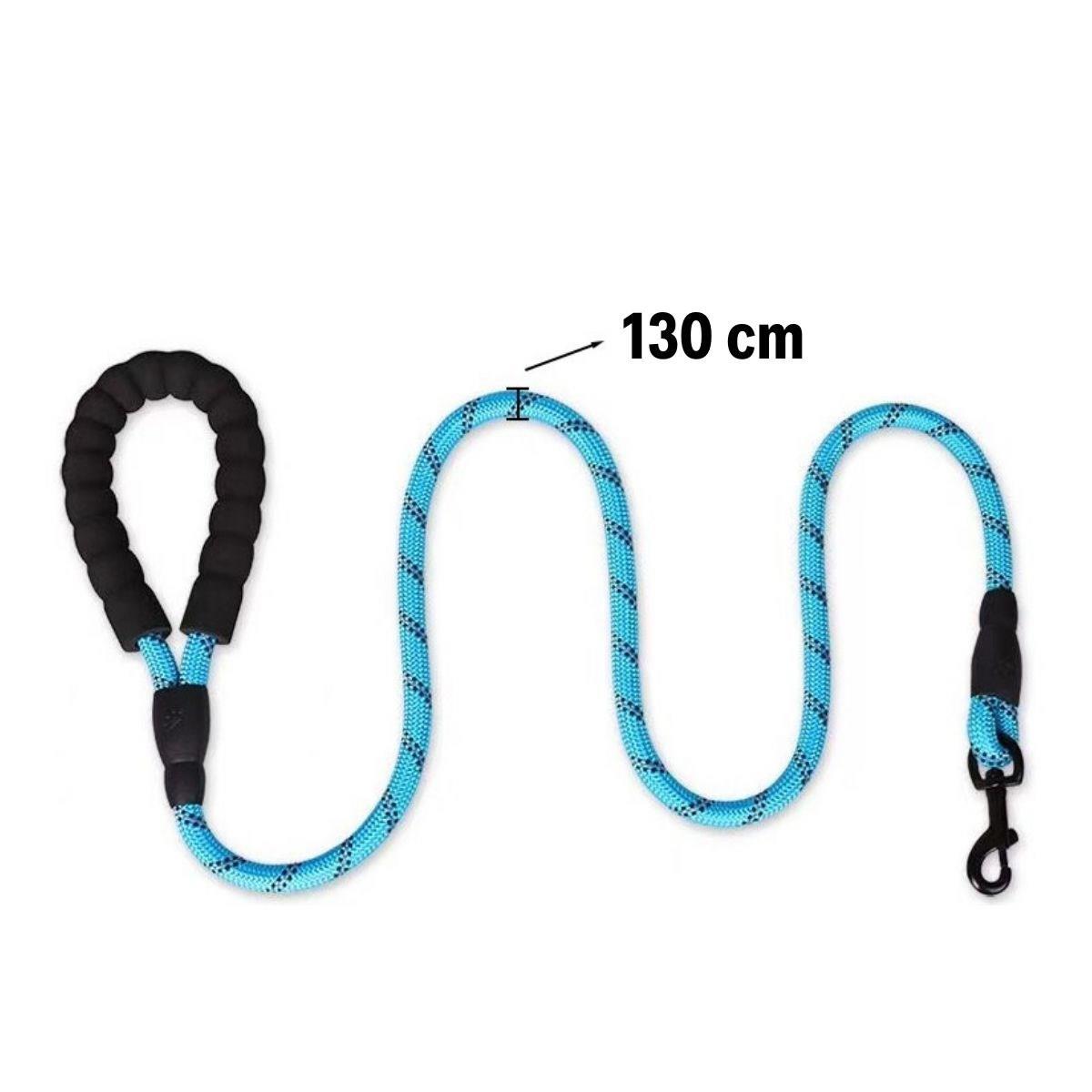 Reflektörlü Fosforlu Köpek Gezdirme Halatı Tasma Kayışı Metal Kancalı 130 cm (4812)