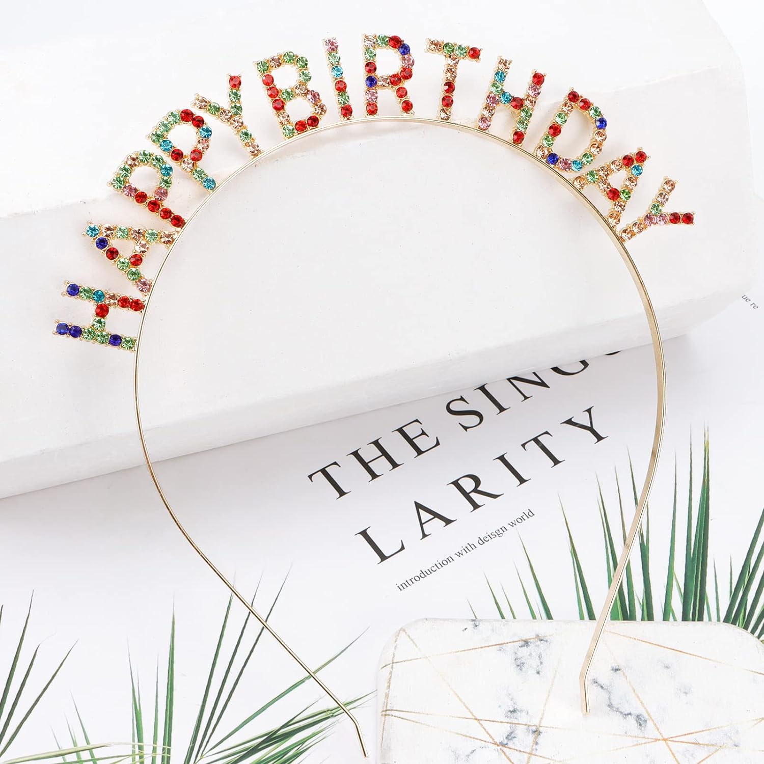 Rengarenk Kristal Taşlı Ekstra Lüks Gümüş Kaplama Happy Birthday Taç 16x17 cm (4812)