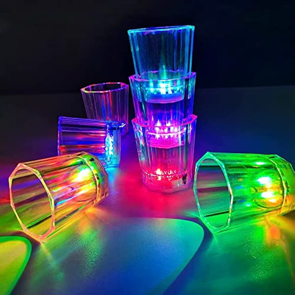 Renkli Led Parlayan Fiber Optik Glow Işıklı Bardak 5,5 x 5,5 cm (4812)