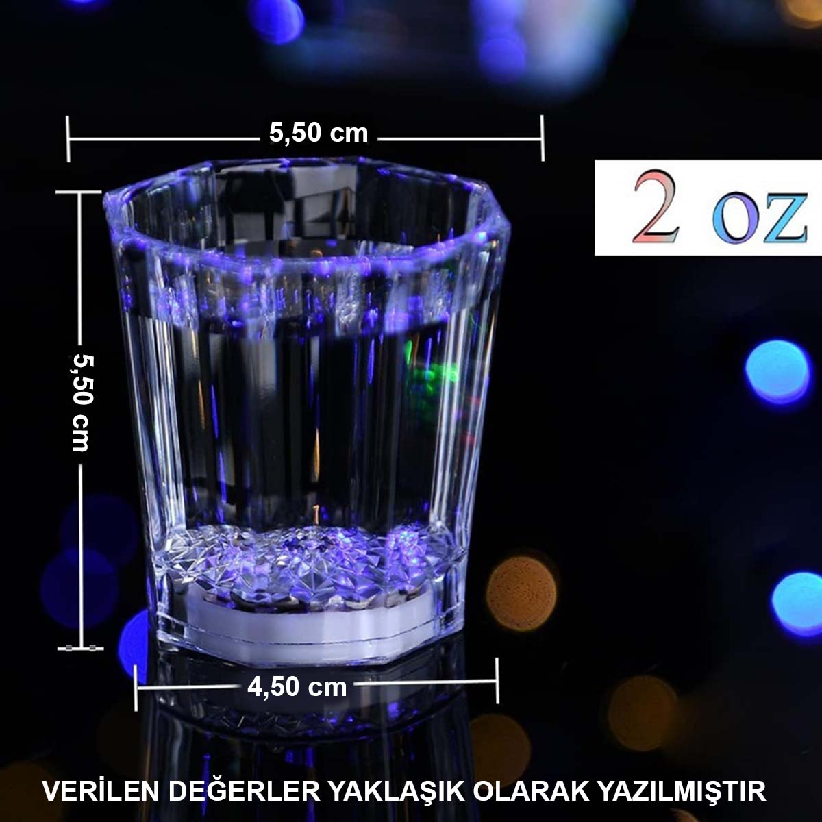 Renkli Led Parlayan Fiber Optik Glow Işıklı Bardak 5,5 x 5,5 cm (4812) Renkli Led Parlayan Fiber Optik Glow Işıklı Bardak 5,5 x 5,5 cm (4812)