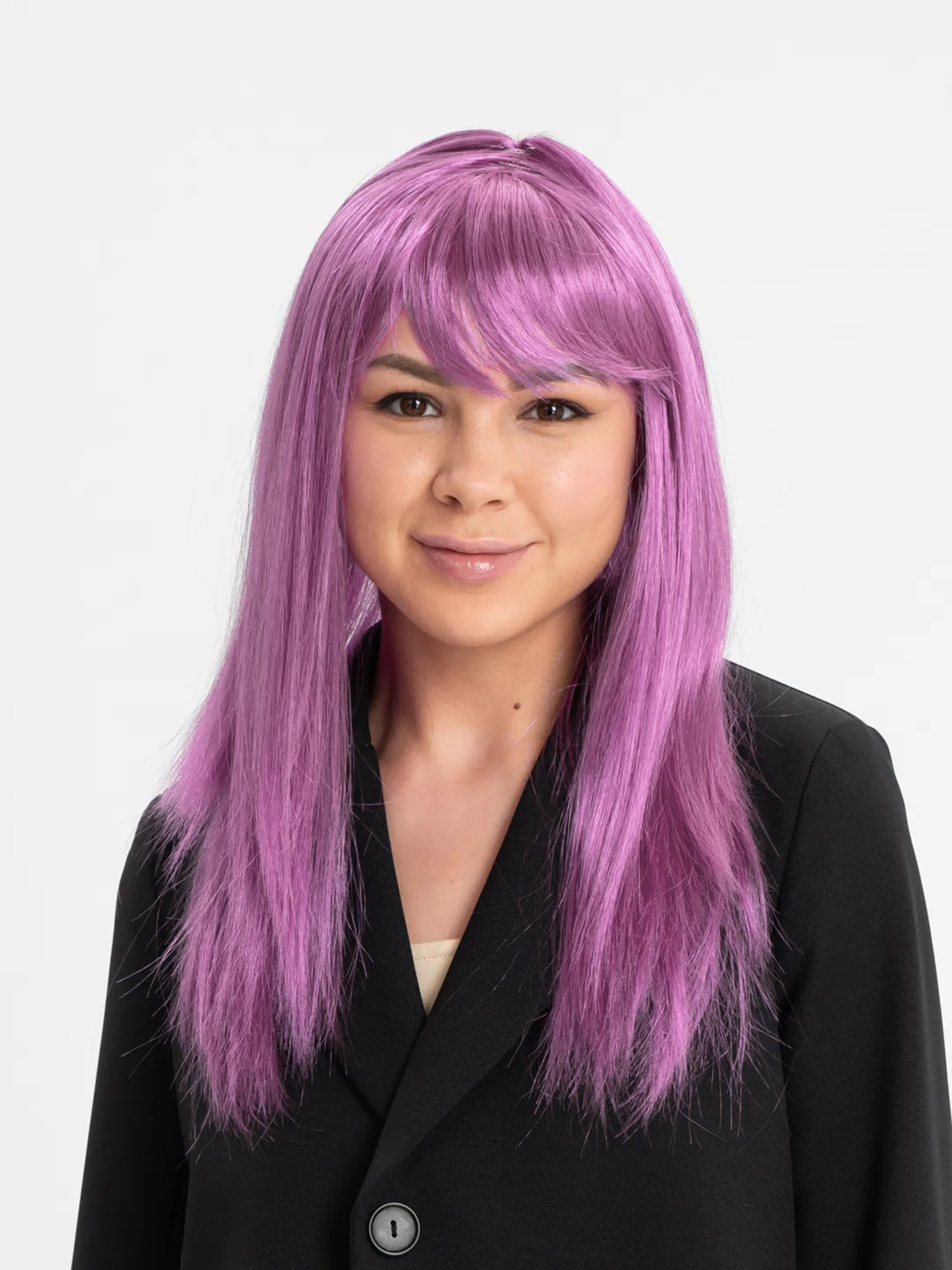 Rose Pembe Renk Düz Kesim Uzun Parti Peruğu Takma Saç (4812)