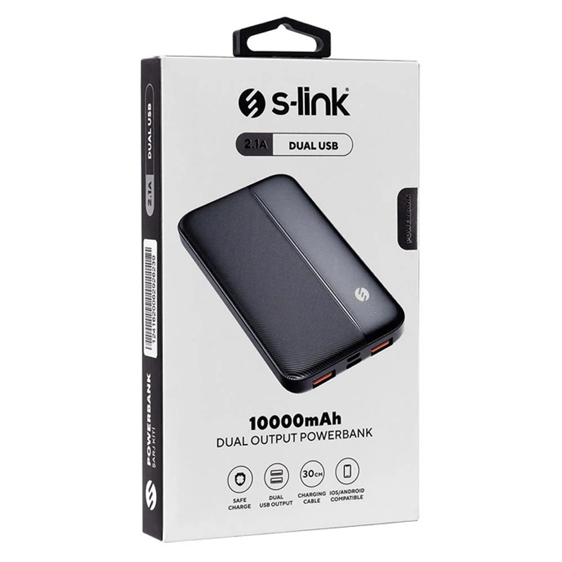 S-LINK IP-G10N SİYAH MICRO+TYPE C GİRİŞLİ 10000 MAH TAŞINABİLİR ŞARJ CİHAZI POWERBANK (4812)