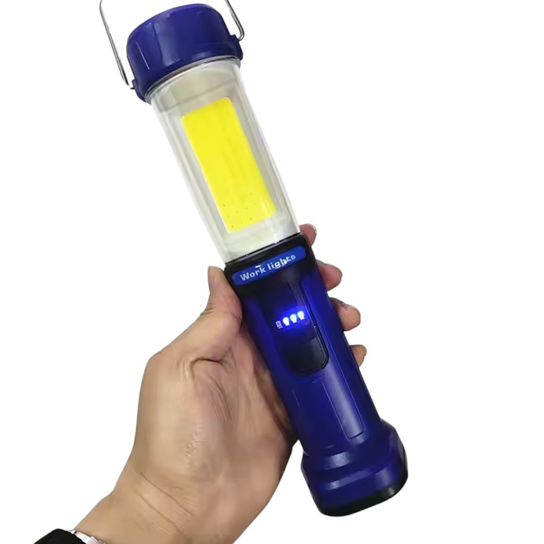 ŞARJLI 30 BEYAZ + 20 MAVİ-KIRMIZI SMD LED / 55 COB LEDLİ 5 MODLU ÇALIŞMA LAMBASI HK-802 (4812)