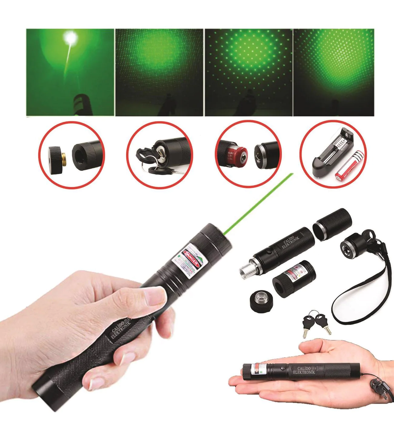 Şarjlı Yeşil Lazer Yakıcı Pointer 15 Km lazer 1000 mv (4812)