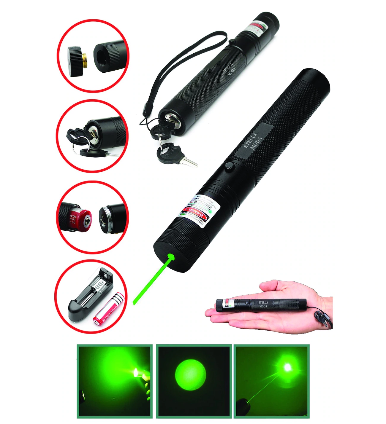 Şarjlı Yeşil Lazer Pointer 100 Mw (4812)
